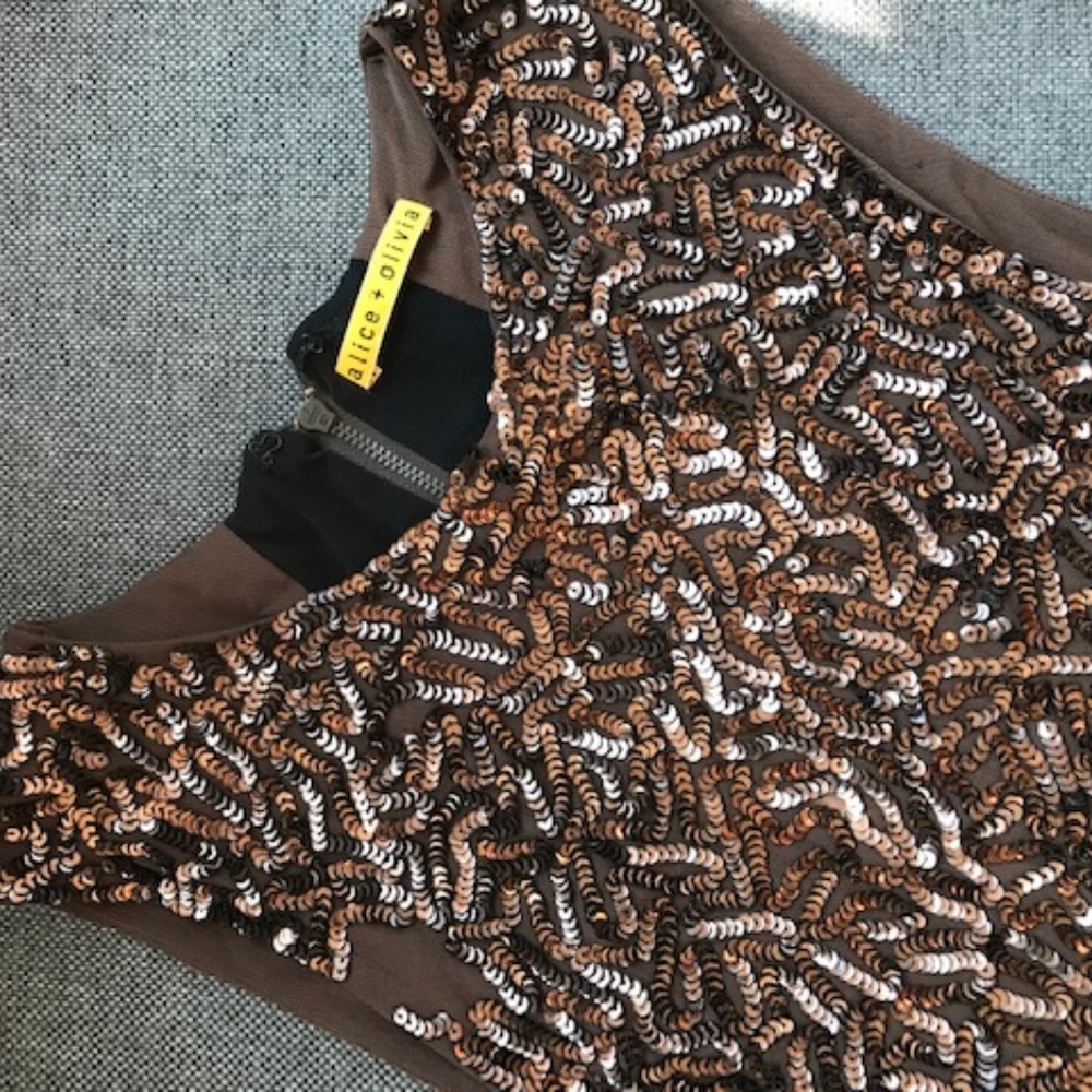 Alice + Olivia Chocolate Sequin Dress (Size 2)